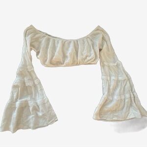Cream Off-Shoulder Bell Sleeve Top